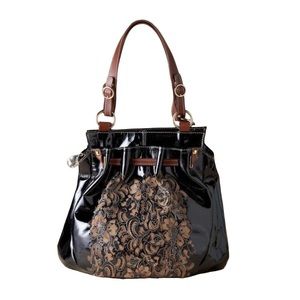 🌸SUNDANCE EMBOSSED BAG black patent leather.